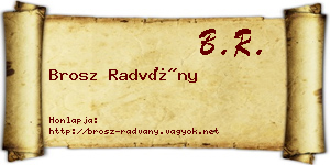 Brosz Radvány névjegykártya
